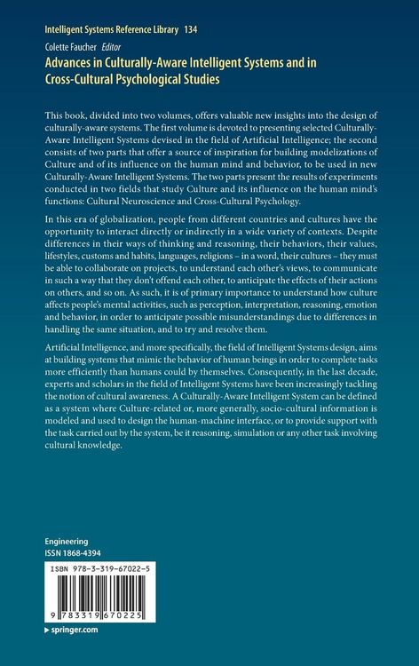 Produktbild: Advances in Culturally-Aware Intelligent Systems and in Cross-Cultural Psychological Studies