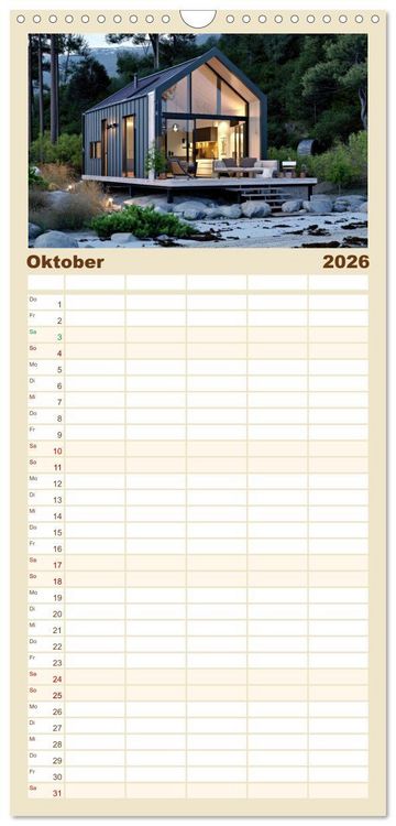 Produktbild: Familienplaner 2026 - Tiny Houses - wohnen auf kleinstem Raum mit 5 Spalten (Wandkalender, 21 x 45 cm) CALVENDO