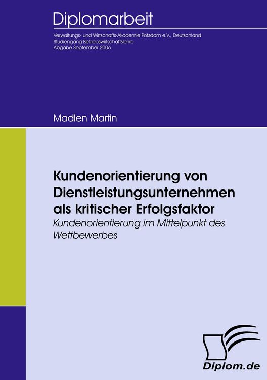 Produktbild: Kundenorientierung von Dienstleistungsunternehmen als kritischer Erfolgsfaktor