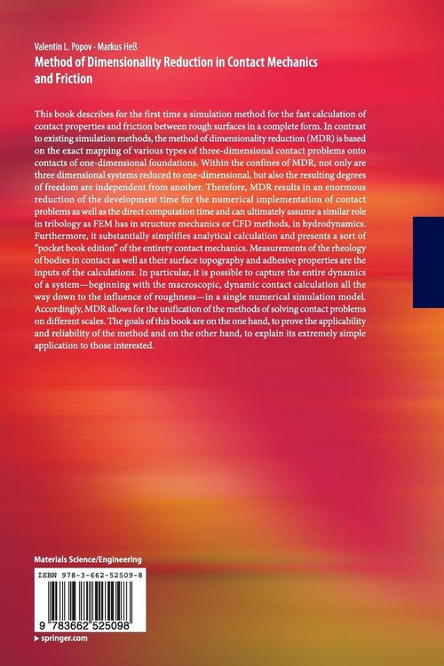 Produktbild: Method of Dimensionality Reduction in Contact Mechanics and Friction