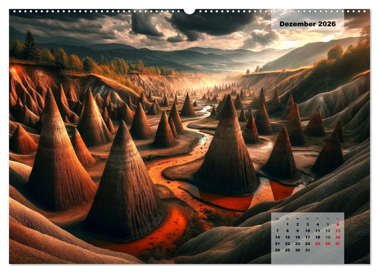 Produktbild: Die sch&ouml;nsten Naturwunder - Betrachtet durch die Augen der KI (Wandkalender 2026 DIN A2 quer), CALVENDO Monatskalender