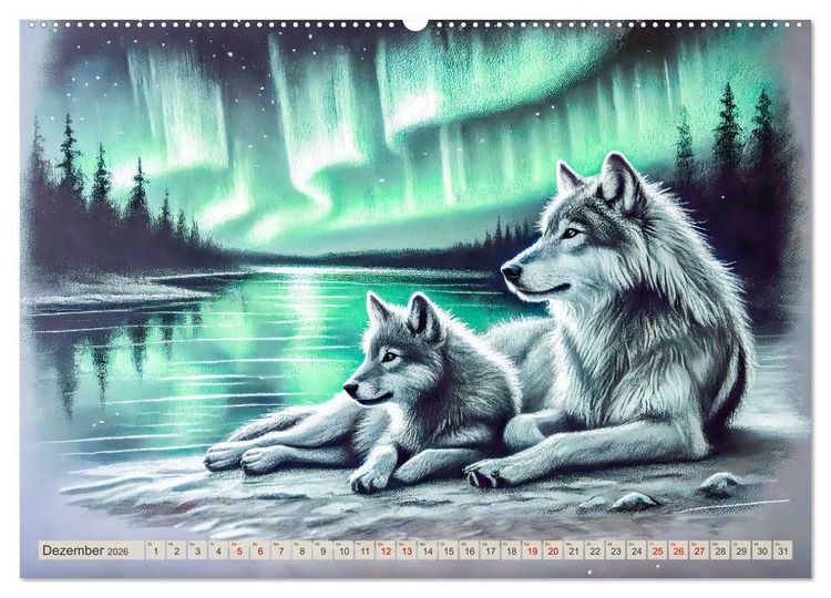 Produktbild: Die Eleganz der W&ouml;lfe - Mythische Begegnungen in der Natur (Wandkalender 2026 DIN A2 quer), CALVENDO Monatskalender