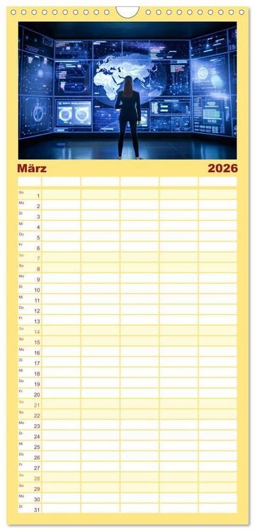 Produktbild: Familienplaner 2026 - Visuelle Reise in die digitale Welt mit 5 Spalten (Wandkalender, 21 x 45 cm) CALVENDO
