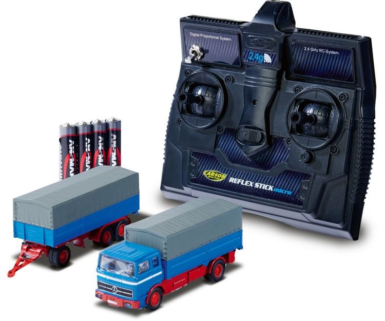 Produktbild: Carson Modellsport 500504157 MB 1620 Plane mit Anh&auml;nger 1:87 RC Modellauto Elektro LKW inkl. Akku, Ladeger&auml;t und Senderbatterien
