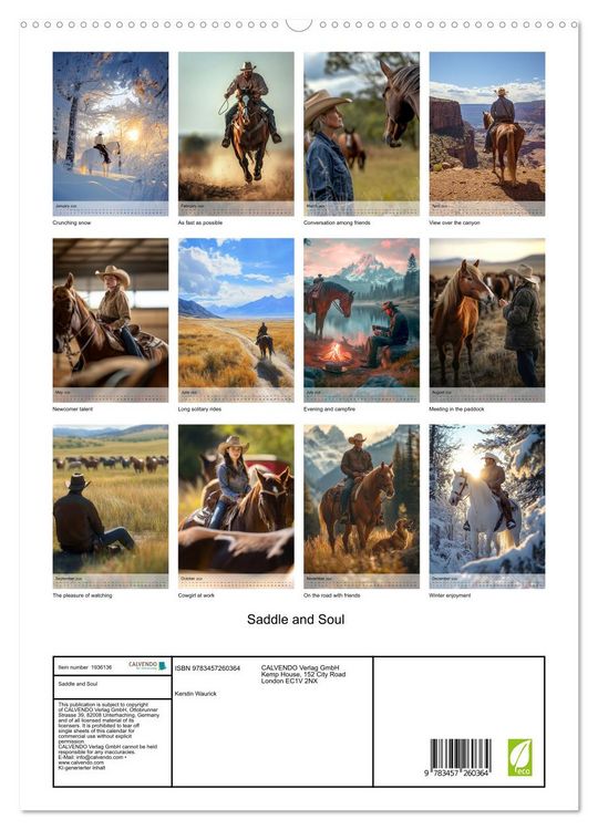 Produktbild: Saddle and Soul (High Quality Premium Wall Calendar 2026 DIN A2 portrait),CALVENDO 12 Month Wall Calendar