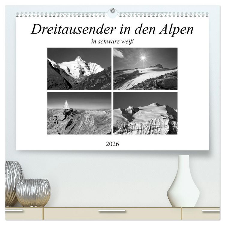 Produktbild: Dreitausender in den Alpen (hochwertiger Premium Wandkalender 2026 DIN A2 quer), Kunstdruck in Hochglanz