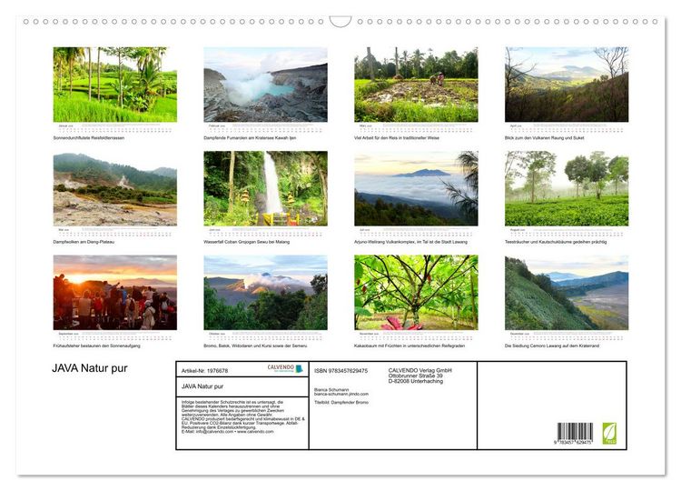 Produktbild: JAVA Natur pur (Wandkalender 2026 DIN A2 quer), CALVENDO Monatskalender