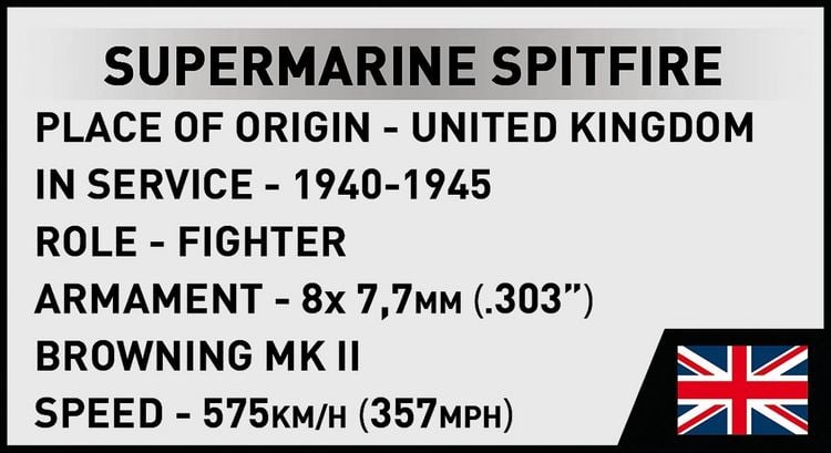 Produktbild: COBI Historical Collection 5778 - Supermarine Spitfire Mk.II, WWII, Bausatz 1:32, 384/1 Klemmbausteine