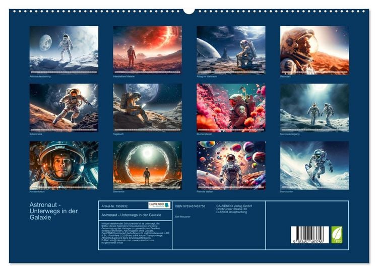 Produktbild: Astronaut - Unterwegs in der Galaxie (hochwertiger Premium Wandkalender 2026 DIN A2 quer), Kunstdruck in Hochglanz