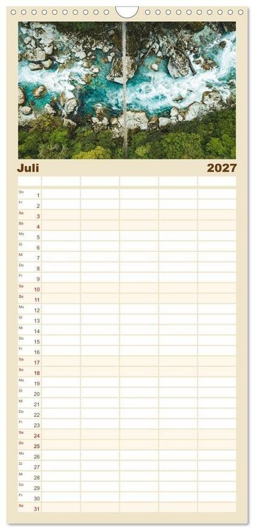 Produktbild: Familienplaner 2027 - Neuseeland - Landschaftstr&auml;ume mit 5 Spalten (Wandkalender, 21 x 45 cm) CALVENDO