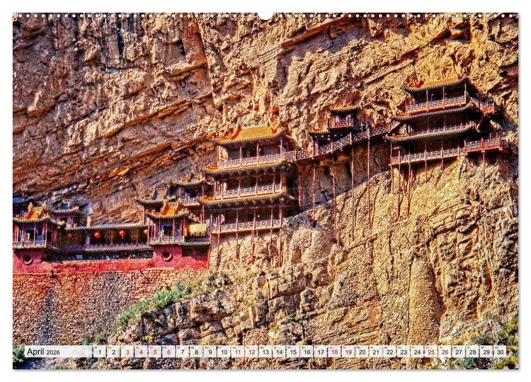 Produktbild: Die Grotten und h&auml;ngenden Kl&ouml;ster von Yungang (hochwertiger Premium Wandkalender 2026 DIN A2 quer), Kunstdruck in Hochglanz