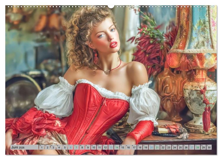 Produktbild: Frauen und Korsetts - Malerische Werke (hochwertiger Premium Wandkalender 2026 DIN A2 quer), Kunstdruck in Hochglanz