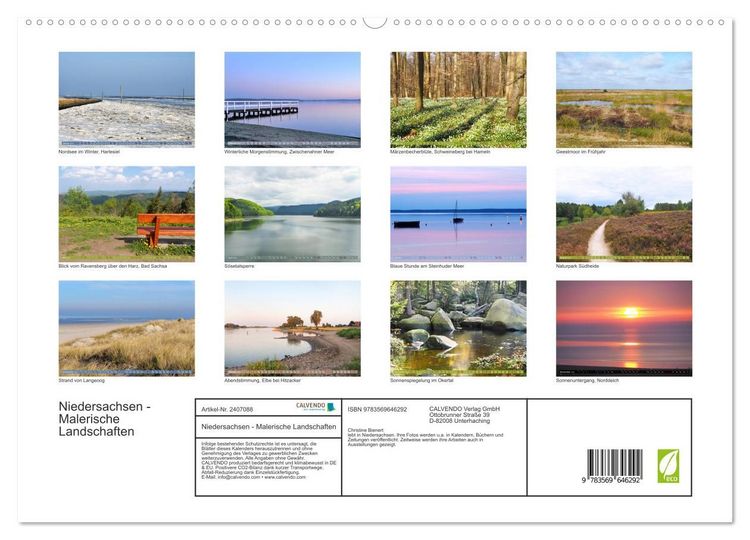 Produktbild: Niedersachsen - Malerische Landschaften (hochwertiger Premium Wandkalender 2027 DIN A2 quer), Kunstdruck in Hochglanz