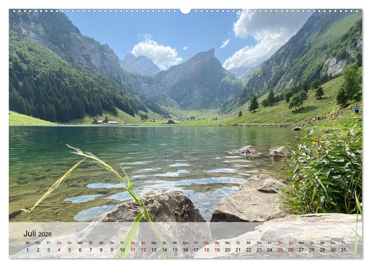 Produktbild: Alpenauszeit - Schweizer Bergsommermomente f&uuml;r die Seele (hochwertiger Premium Wandkalender 2026 DIN A2 quer), Kunstdruck in Hochglanz