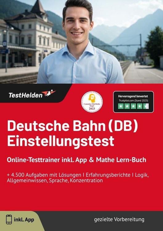 Produktbild: Deutsche Bahn (DB) Einstellungstest: Online-Testtrainer inkl. App & Mathe Lern-B