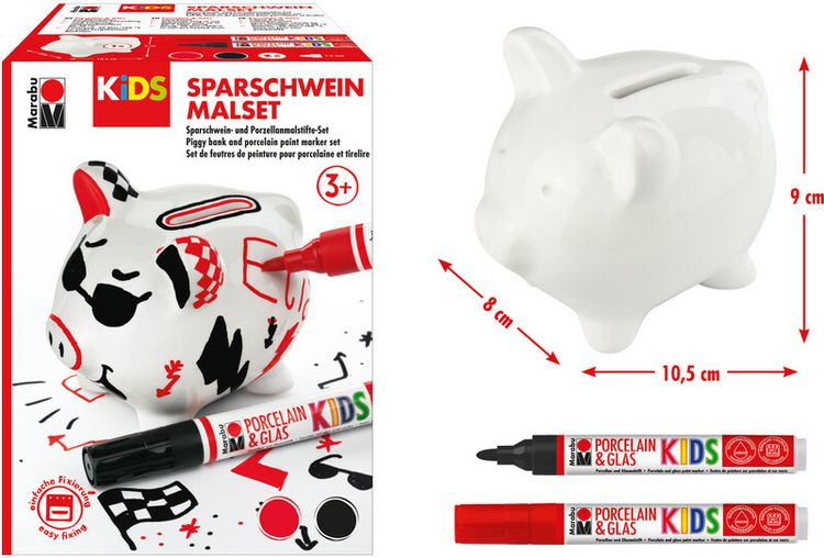 Produktbild: Marabu KiDS Porcelain und Glaspainter Sparschwein Malset