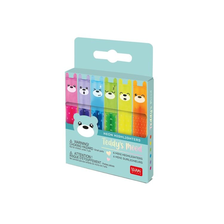 Produktbild: Legami Set mit 6 Mini-Textmarkern - Teddy's Mood - Teddyb&auml;r