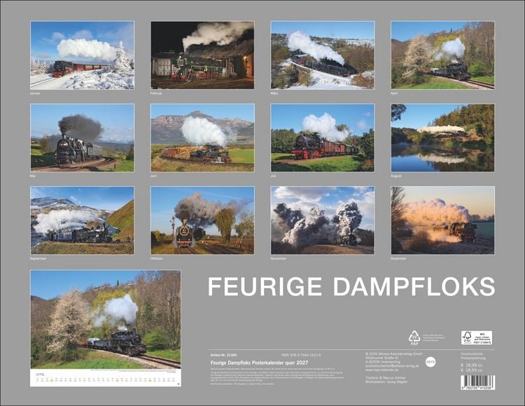 Produktbild: Feurige Dampfloks Posterkalender 2027