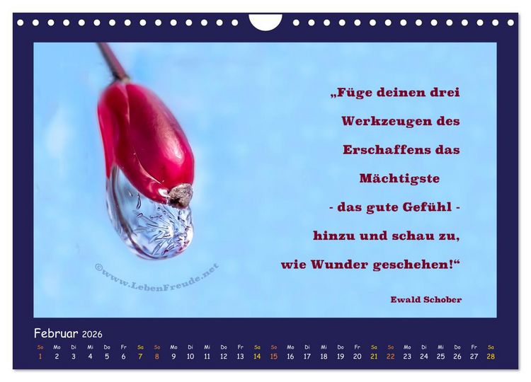 Produktbild: Bewusst leben und gl&uuml;cklich sein (Wandkalender 2026 DIN A4 quer), CALVENDO Monatskalender
