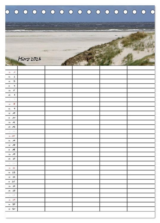 Produktbild: Urlaubsparadies Amrum / Familienplaner (Tischkalender 2026 DIN A5 hoch), CALVENDO Monatskalender