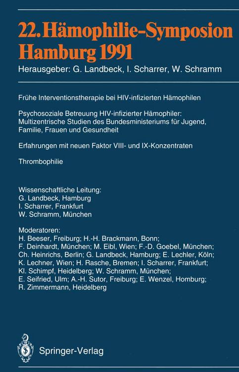 Produktbild: 22. H&auml;mophilie-Symposion Hamburg 1991