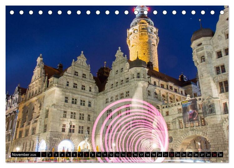 Produktbild: Light Art in Leipzig (Tischkalender 2026 DIN A5 quer), CALVENDO Monatskalender