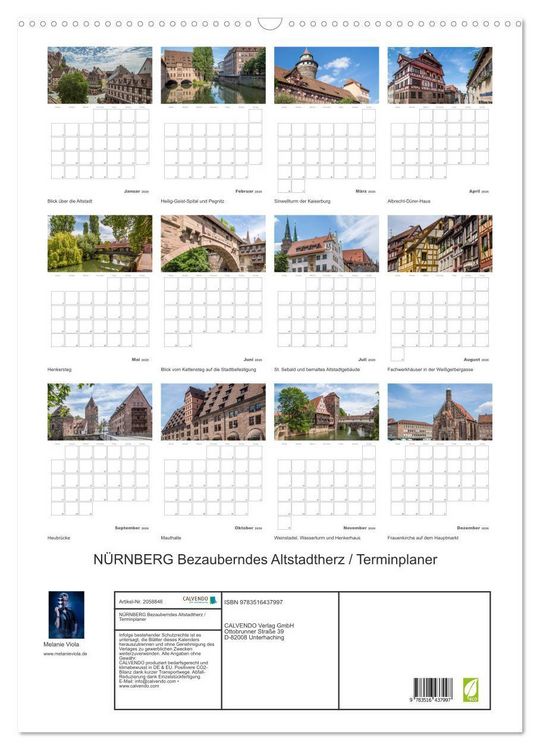 Produktbild: N&Uuml;RNBERG Bezauberndes Altstadtherz / Terminplaner (Wandkalender 2026 DIN A2 hoch), CALVENDO Monatskalender