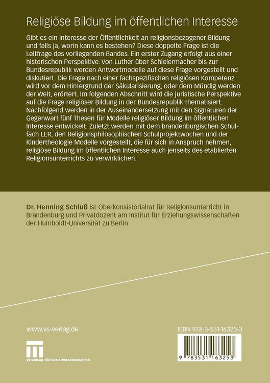 Produktbild: Religi&ouml;se Bildung im &ouml;ffentlichen Interesse