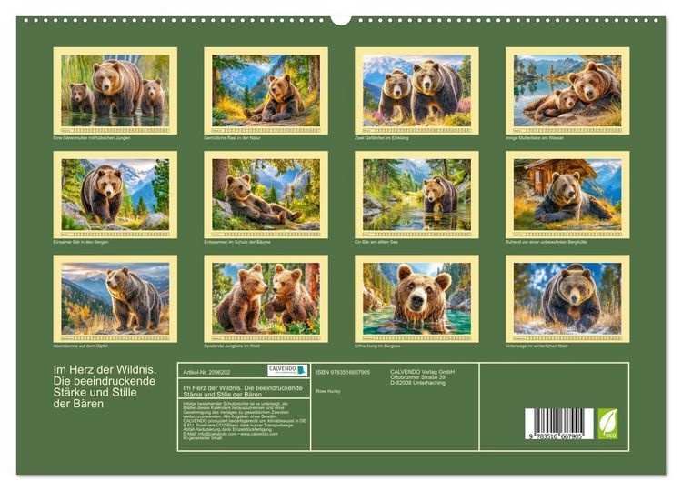 Produktbild: Im Herz der Wildnis. Die beeindruckende St&auml;rke und Stille der B&auml;ren (hochwertiger Premium Wandkalender 2026 DIN A2 quer), Kunstdruck in Hochglanz