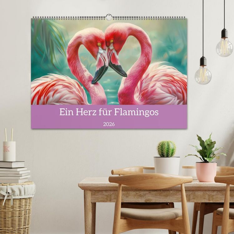 Produktbild: Ein Herz f&uuml;r Flamingos (Wandkalender 2026 DIN A2 quer), CALVENDO Monatskalender
