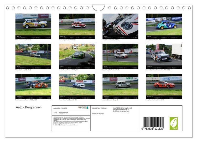 Produktbild: Auto - Bergrennen (Wandkalender 2026 DIN A4 quer), CALVENDO Monatskalender