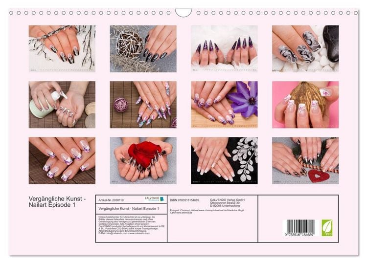 Produktbild: Verg&auml;ngliche Kunst - Nailart Episode 1 (Wandkalender 2026 DIN A3 quer), CALVENDO Monatskalender