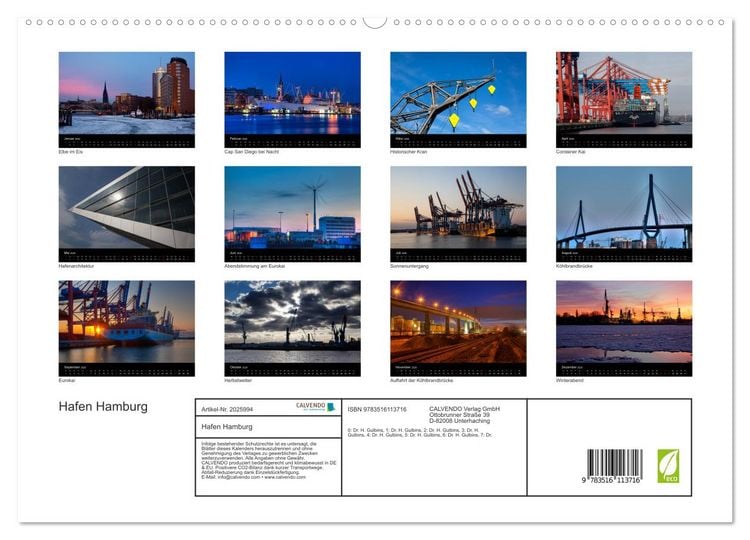 Produktbild: Hafen Hamburg (hochwertiger Premium Wandkalender 2026 DIN A2 quer), Kunstdruck in Hochglanz