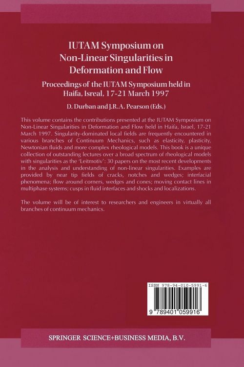 Produktbild: IUTAM Symposium on Non-Linear Singularities in Deformation and Flow