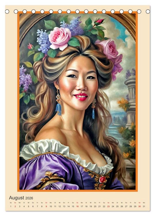 Produktbild: Portr&auml;tgalerie, Frauen in Barockkost&uuml;men (Tischkalender 2026 DIN A5 hoch), CALVENDO Monatskalender