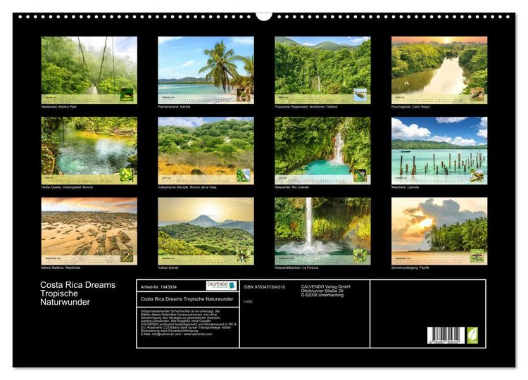 Produktbild: Costa Rica Dreams Tropische Naturwunder (Wandkalender 2026 DIN A2 quer), CALVENDO Monatskalender