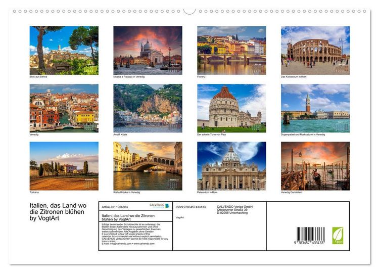 Produktbild: Italien, das Land wo die Zitronen bl&uuml;hen by VogtArt (hochwertiger Premium Wandkalender 2026 DIN A2 quer), Kunstdruck in Hochglanz