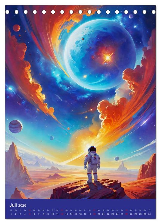 Produktbild: Astronauten. Auf Entdeckungsreise in fremde Galaxien (Tischkalender 2026 DIN A5 hoch), CALVENDO Monatskalender