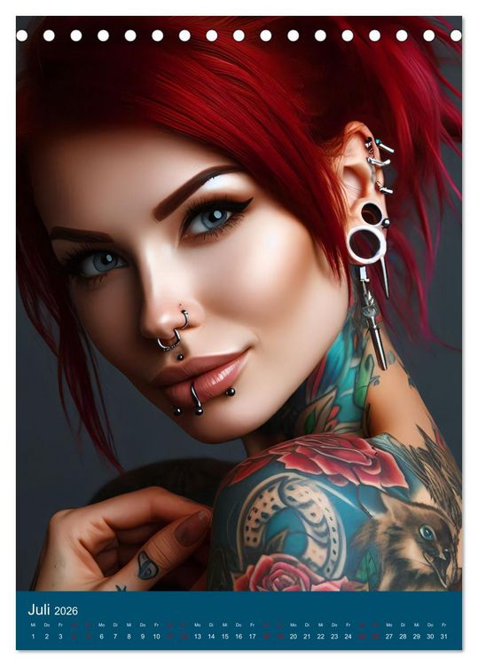 Produktbild: Tattoo und Piercing Women (Tischkalender 2026 DIN A5 hoch), CALVENDO Monatskalender