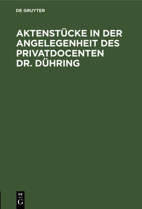 Produktbild: Aktenst&uuml;cke in der Angelegenheit des Privatdocenten Dr. D&uuml;hring