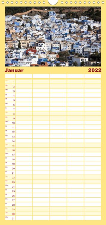 Produktbild: Familienplaner Chefchaouen - Blaue Stadt in Marokko (Wandkalender 2022 , 21 cm x 45 cm, hoch)