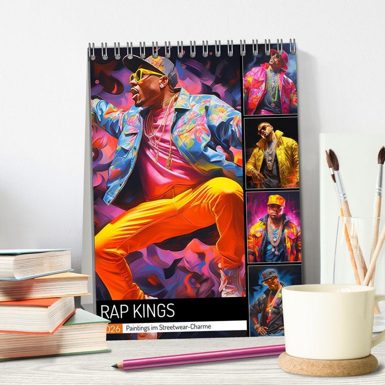 Produktbild: Rap Kings. Paintings im Streetwear-Charme (Tischkalender 2026 DIN A5 hoch), CALVENDO Monatskalender