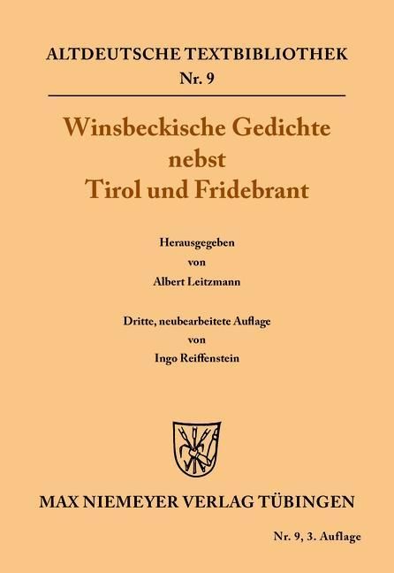 Produktbild: Winsbeckische Gedichte nebst Tirol und Fridebrant
