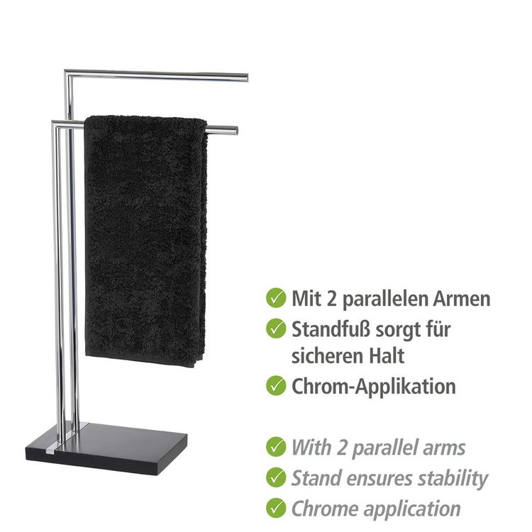 Produktbild: Handtuchst&auml;nder Mod. Noble Black mit 2 Armen, aus verchromtem Stahl