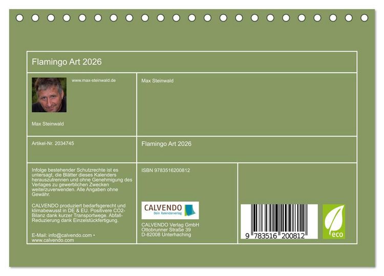 Produktbild: Flamingo Art 2026 (Tischkalender 2026 DIN A5 quer), CALVENDO Monatskalender