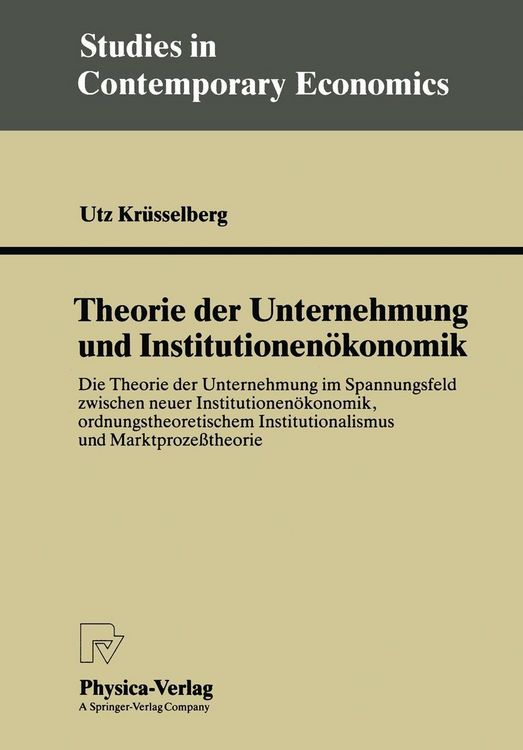 Produktbild: Theorie der Unternehmung und Institutionen&ouml;konomik