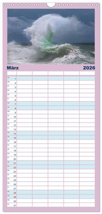 Produktbild: Familienplaner 2026 - Wellen Konzert mit 5 Spalten (Wandkalender, 21 x 45 cm) CALVENDO