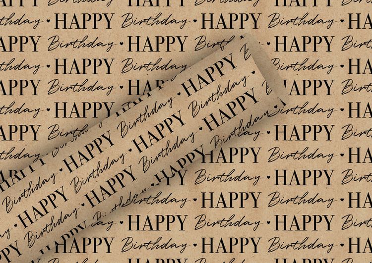 Produktbild: BRAUN + COMPANY Geschenkpapier Rolle Everyday By Nature Kraftpapier, Graphic Birthday natur