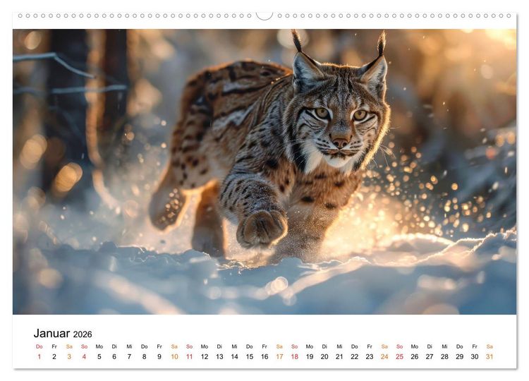 Produktbild: Luchse - die Stimme der Wildnis (hochwertiger Premium Wandkalender 2026 DIN A2 quer), Kunstdruck in Hochglanz