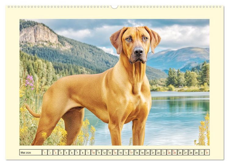 Produktbild: Rhodesian Ridgeback. Kraft und Sanftmut in vollkommener Balance (Wandkalender 2026 DIN A2 quer), CALVENDO Monatskalender